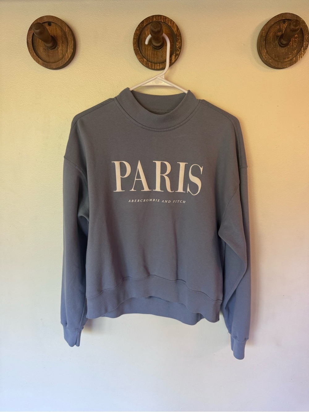 Abercrombie & Fitch Paris mock neck Sweatshirt - Dusty Blue medium